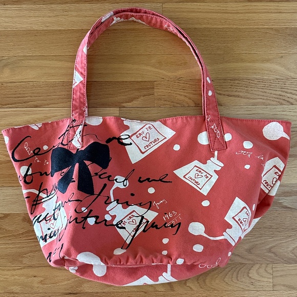 Juicy Couture Y2K Tote Bag Orange Pink Canvas Bag - Picture 4 of 16